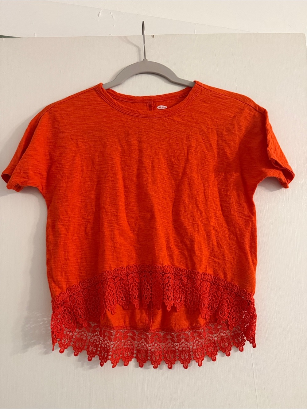 Old Navy Bright Orange Lace-Hem Crop Top